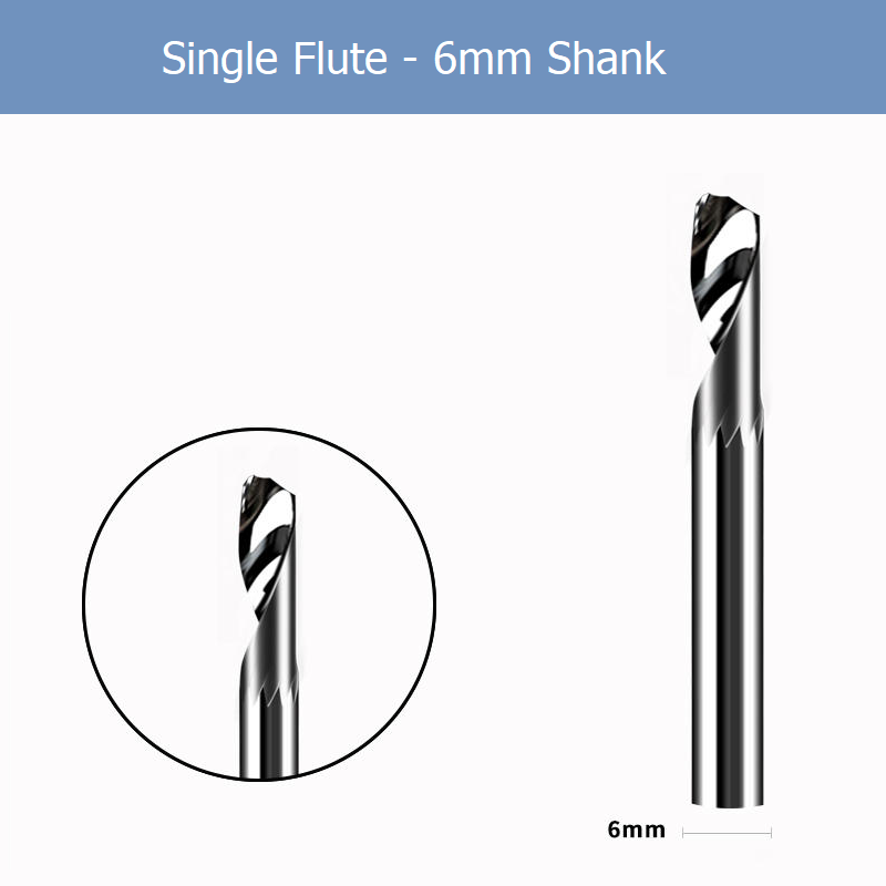 single flute 6mm shank cnc router bit