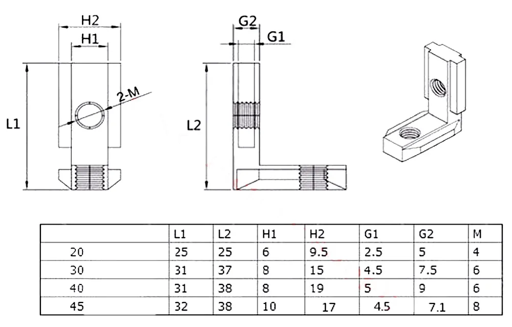 aluminum profile L shape corner connector